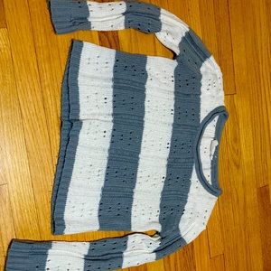 Very comfortable long sleeve.Nail polish stain on back, otherwise very good!